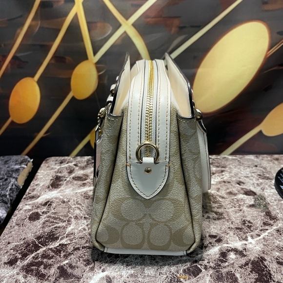 Mini Darcie Carryall Bag In Signature Canvas With Floral Applique - Picture 7 of 14